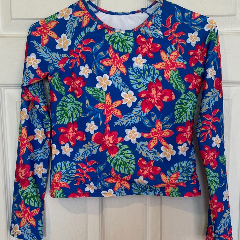 YMI Size 14 Girl Floral Long Sleeve Top - Blue and Red (New)